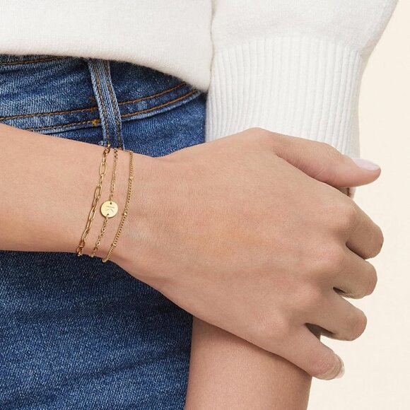 Personalized Gold Initial Bracelet for Women - 18K Plated Charm Jewelry Gift - Picture 4 of 6